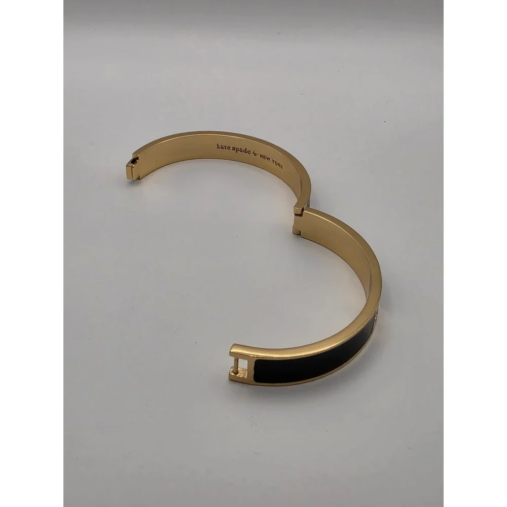 Kate Spade New York Heritage Spade Thin‎ Enamel Bangle Bracelet Black Gold Tone